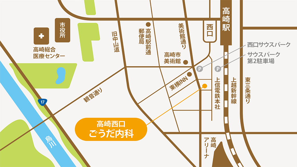 高崎西口ごうだ内科マップ